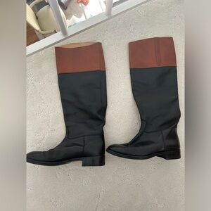 Women's Gravati Italian Genuine Leather vintage color block black high boots